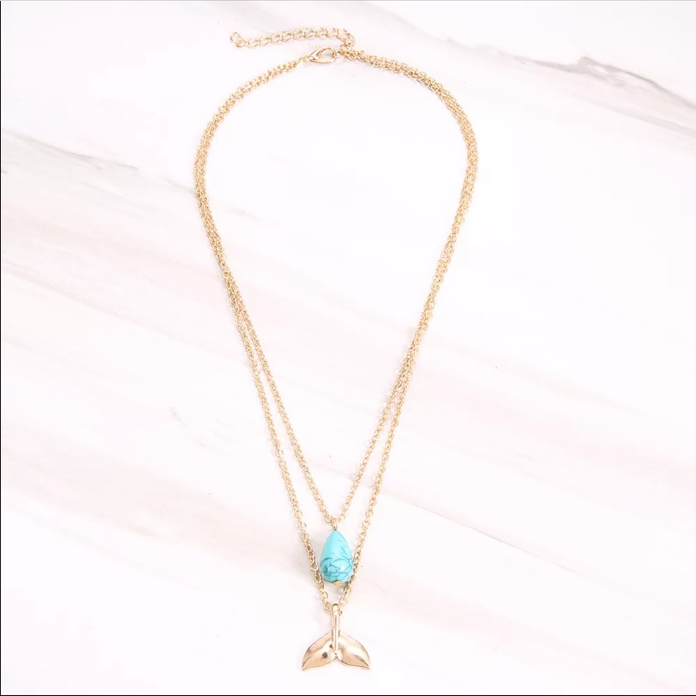 New! 2 piece -Mermaid fin necklace and jewel set - Picture 3 of 5